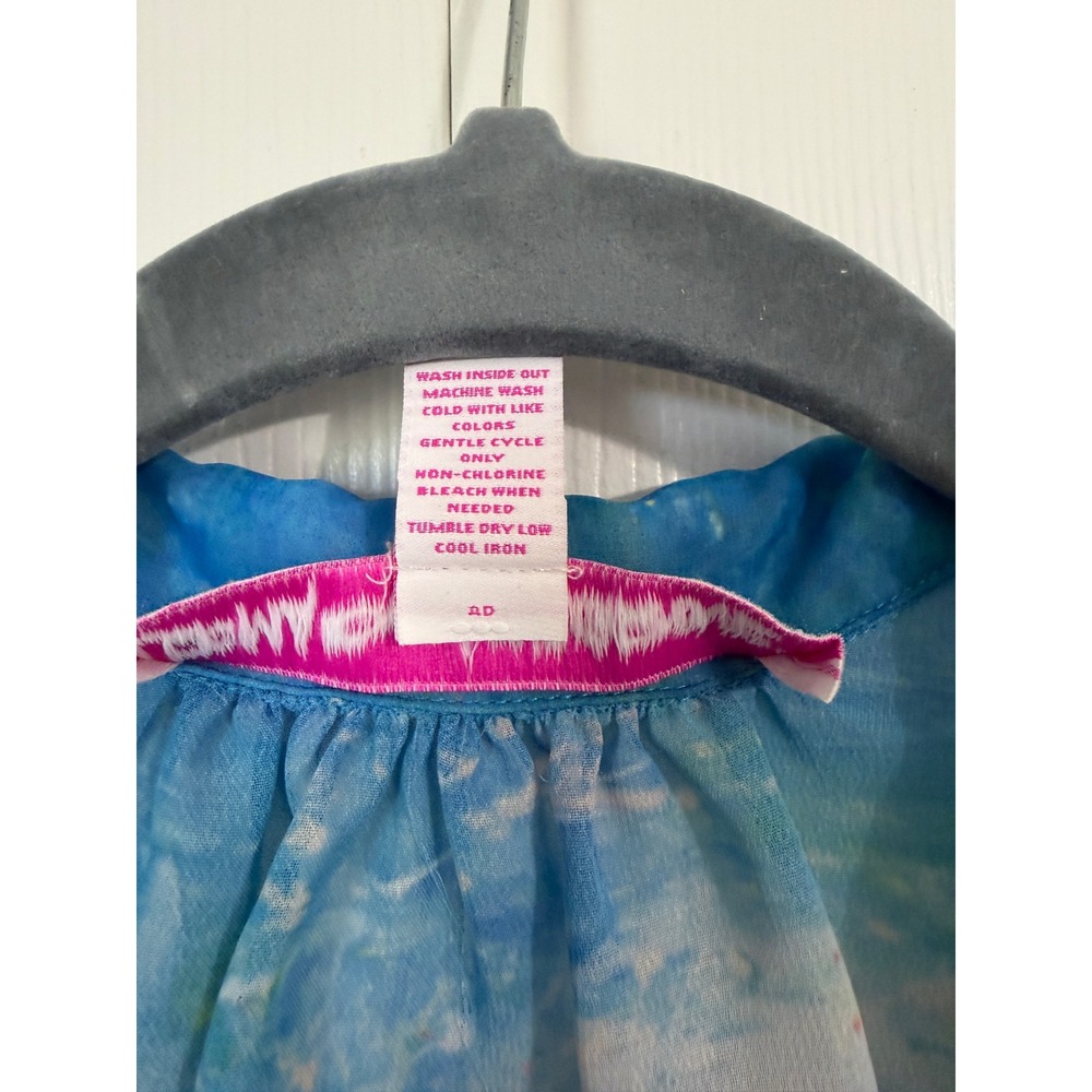 Leoma Lovegrove Sea Turtle Art Tunic Shirt Womens XL Blue Orange Button Up Long - Picture 5 of 12